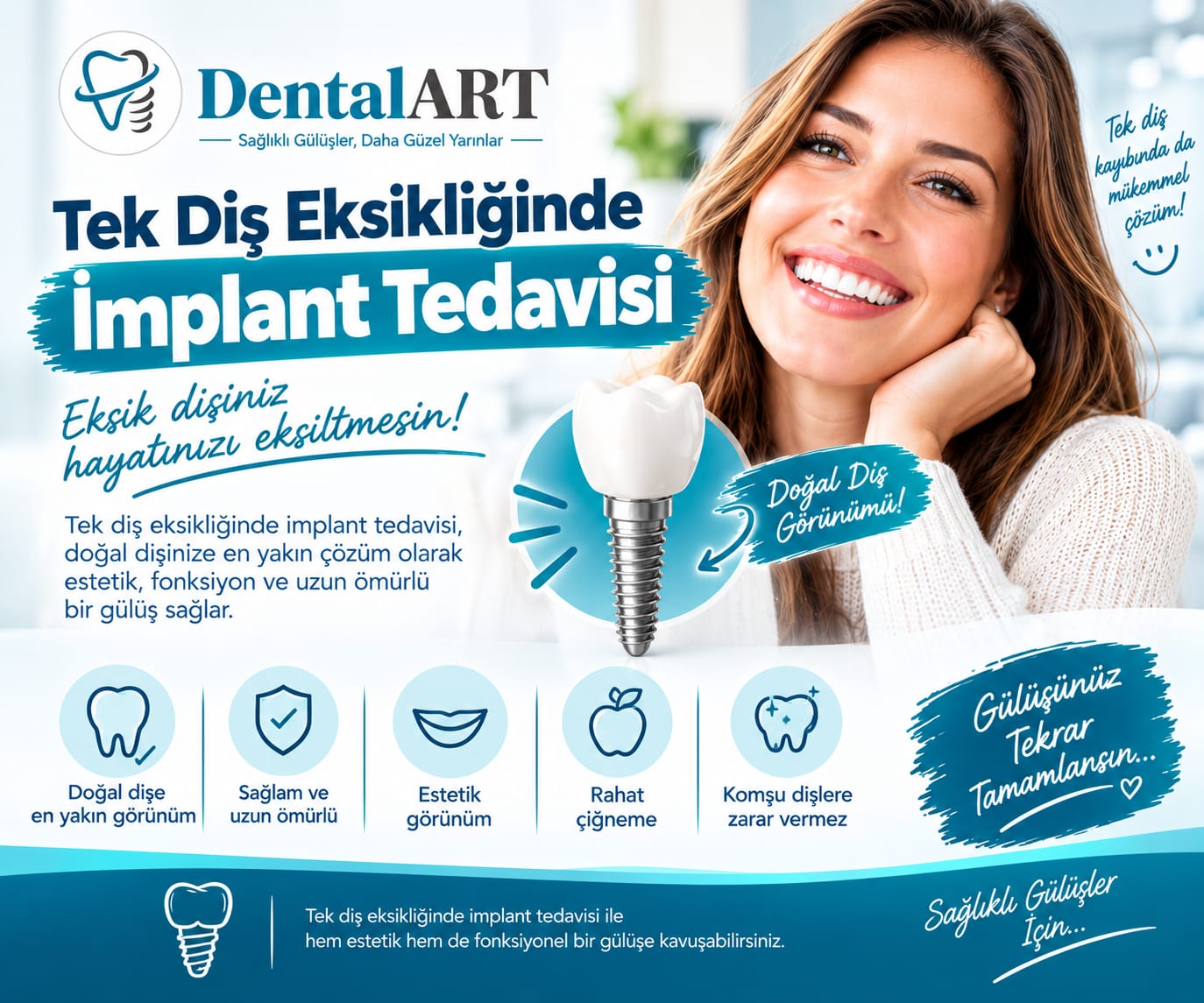 Tek Diş Eksikliğinde İmplant Tedavisi